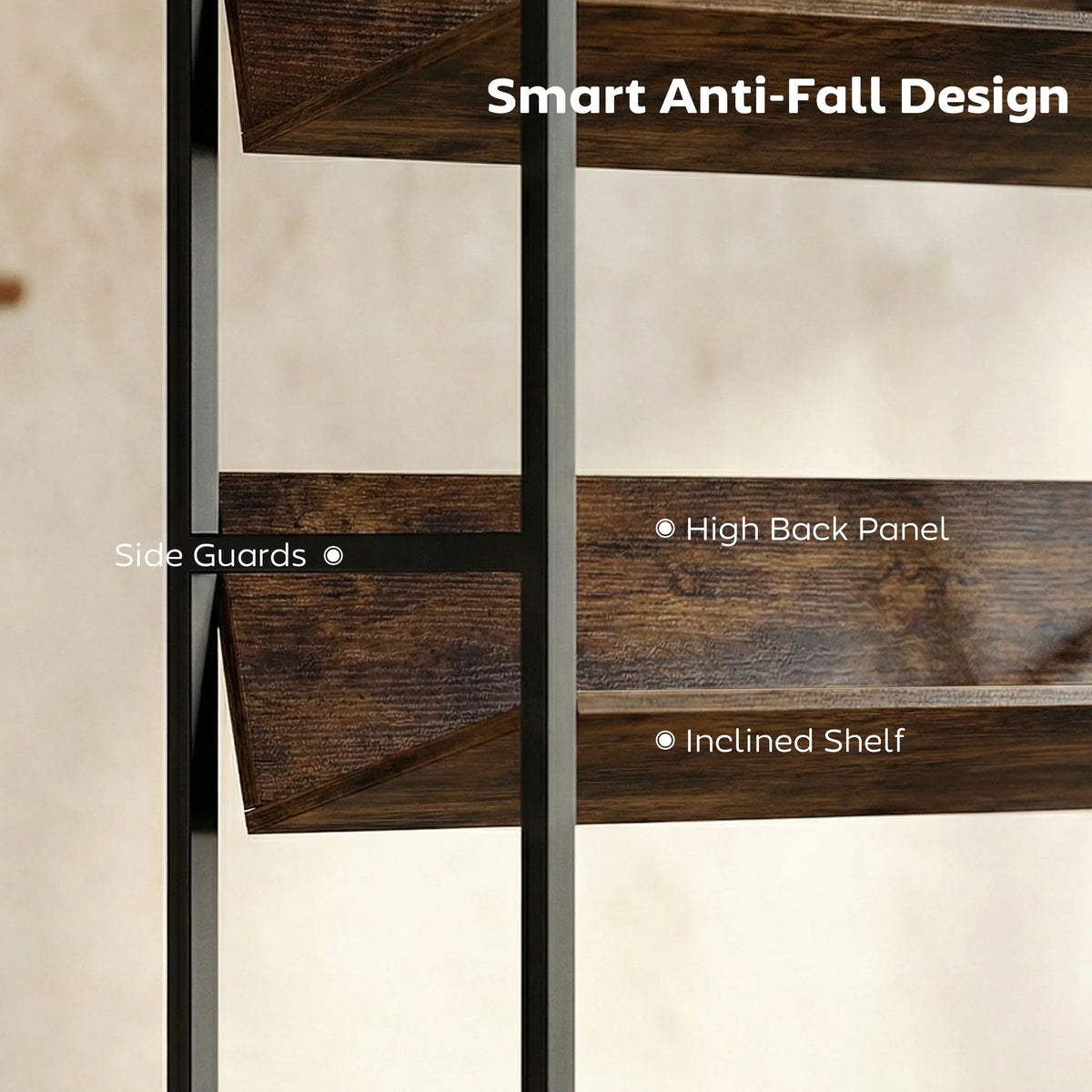 HOMCOM Bookshelf 5-Tier Metal Frame Room Divider Bookcase Storage Shelves for Living Room Rustic Brown
