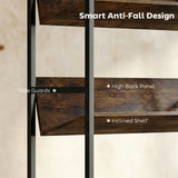 HOMCOM Bookshelf 5-Tier Metal Frame Room Divider Bookcase Storage Shelves for Living Room Rustic Brown