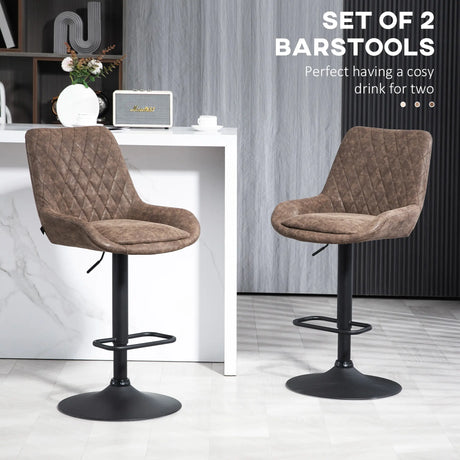 HOMCOM Adjustable Faux Leather Retro Bar Stools For Home Use, Brown
