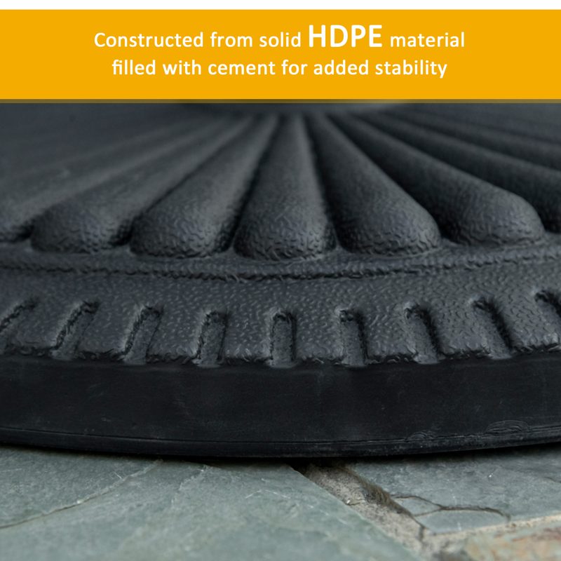 Outsunny 14kg Round Cement Parasol Base Umbrella Weight Stand Holder Fits 35mm,38mm,48mm Pole for Patio Outdoor Garden - Black