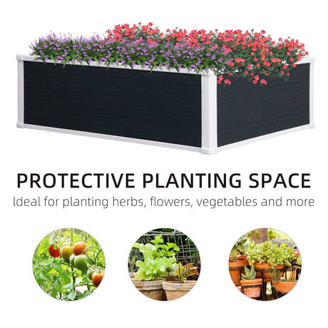 Outsunny 221L Raised Garden Bed, Weather-resistant PP Planter Box Containers for Outdoor Patio Plant Flower Vegetable,100 x 80 x 30 cm