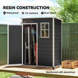 Outsunny 5' x 3' Garden Shed with Floor, Outdoor Storage Shed with Lockable Door, Window and Vent, Black
