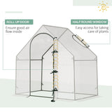 Outsunny Walk-In Greenhouse with Window Roll-Up Door, Portable Garden Grow House with Steel Frame for Vegetable Plant Herb, 180 x 100 x 168cm, White