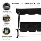 Outsunny Three-Seater Garden Swing Bed - Black