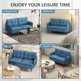 HOMCOM Modern Two Seater Sofa, Button Tufted Loveseat with Cushions and Steel Legs for Living Room, Guest Room, Dark Blue