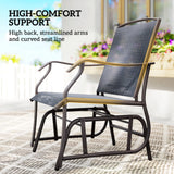 Outsunny Glider Rocking Chair & Table Set 2 Single Seaters Rocker Garden Swing Chair Patio Furniture Bistro Set Grey