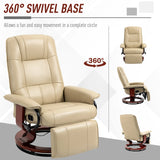 HOMCOM Reclining Swivel Chair, with Footrest - Cream White