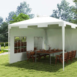 Outsunny 3 x 4 m Garden Gazebo Shelter Marquee Party Tent with 2 Sidewalls for Patio Yard Outdoor - White