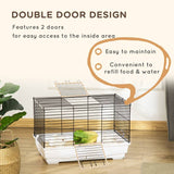 PawHut Indoor Small Animal Cage for Rabbits, Guinea Pigs w/ Wood Floor, Removable Trays