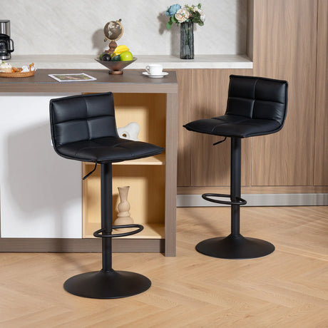 HOMCOM Set of Two Modern Faux Leather Bar Stools - Black
