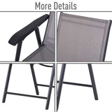 Outsunny Set of 6 Folding Garden Chairs, Metal Frame Garden Chairs Outdoor Patio Park Dining Seat with Breathable Mesh Seat, Grey