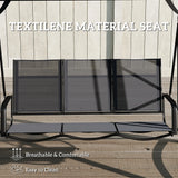 Outsunny 3 Seater Swing Chair, Garden Swing Bench with Adjustable Tilting Canopy, Breathable Mesh Seat 360 kg Capacity, Grey