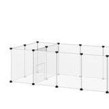 PawHut 18-Panel Small Animal Cage, Pet Playpen, for Guinea Pigs, Hedgehogs - White