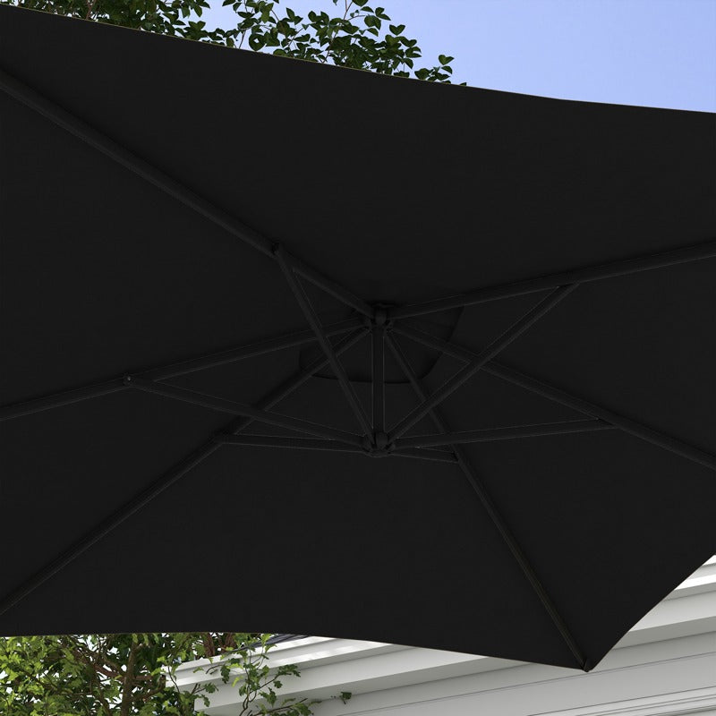 Outsunny 3m Cantilever Overhanging Parasol, with Cross Base - Black