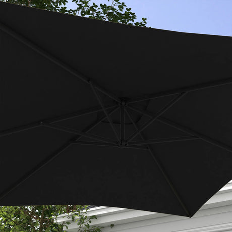 Outsunny 3m Cantilever Overhanging Parasol, with Cross Base - Black