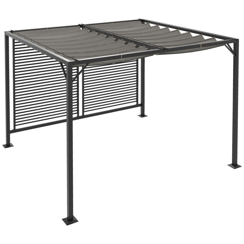 Outsunny 3 x 2.8m Metal Pergola, with Retractable Fabric Roof - Grey