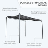 Outsunny 3x3m Metal Pergola with Canopy Garden Awning for Garden Parties, Grey