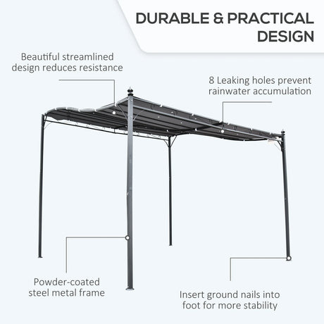 Outsunny 3x3m Metal Pergola with Canopy Garden Awning for Garden Parties, Grey