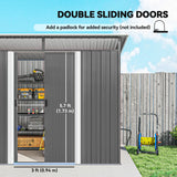 Outsunny Garden Metal Storage Shed House Hut Gardening Tool Storage w/ Tilted Roof and Ventilation 8.5 x 6ft, Grey