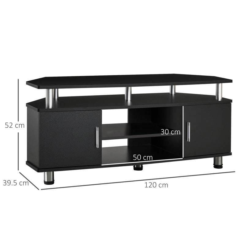 HOMCOM TV Unit Cabinet for TVs up to 55 Inches with Storage Shelves and Cupboard, Entertainment Centre for Living Room, Black