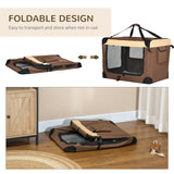 PawHut 81cm Foldable Pet Carrier, with Cushion, for Medium Dogs and Cats - Brown