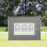 Outsunny Gazebo Side Panels, Sides Replacement with Window for 3x3(m) or 3x4m Pop Up Gazebo, 2 Pack, Dark Grey