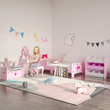 ZONEKIZ Princess-Themed Kids Toddler Bed w/ Cute Patterns, Safety Rails, for Ages 3-6 Years - Pink