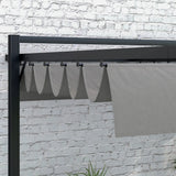 Outsunny Aluminium Pergola with Retractable Roof, 3x4m Garden Shelter for Patio Deck in, Dark Grey