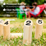 SPORTNOW Molkky Game, Wooden Skittles Throwing Game with 12 Skittles, 1 Throwing Pin and Carrying Box, Outdoor Games for Adults, Garden, Picnic, Beach, Party