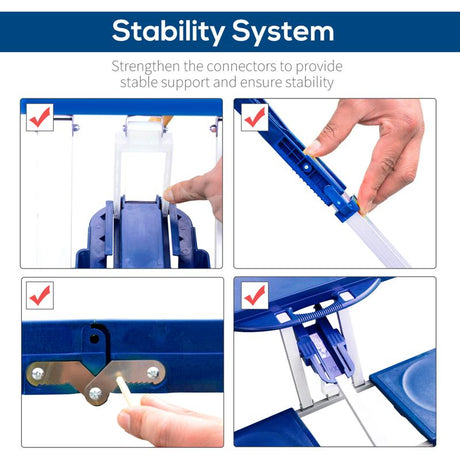 Outsunny 4 Seater Aluminum Portable Picnic Table with Foldable Seats Blue