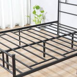 HOMCOM Double Metal Bed Frame Solid Bedstead Base with Headboard and Footboard, Metal Slat Support and Underbed Storage Space, Bedroom Furniture, Black