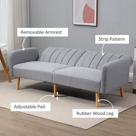 HOMCOM Two-Seater Sofa Bed, with Split Back - Light Grey