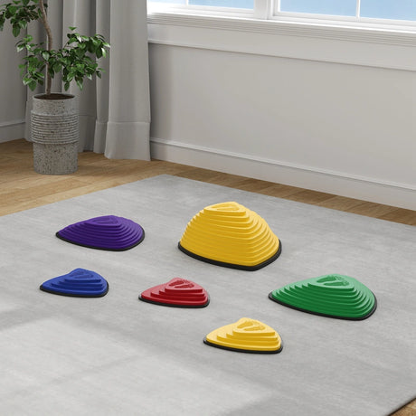 AIYAPLAY 6-Piece Stepping Stones for Kids, Stackable Sensory Toys Outdoor Indoor, Obstacle Course for Balance and Motor Skills