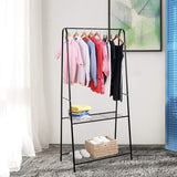 HOMCOM Metal Clothes Rack Coat Garment Hanger Hallway Organiser Hanging Rail Stand 2-tier Shoe Shelving A Shaped 77L x 45W x 153H cm Black