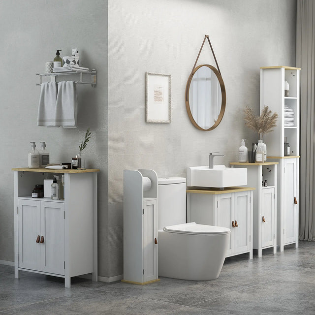 kleankin Slim Bathroom Storage Cabinet - White