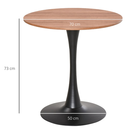 HOMCOM Modern Round Dining Table Leisure Coffee Bistro Table with Metal Base for Kitchen & Dining Room Brown