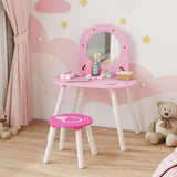 AIYAPLAY Kids Dressing Table with Mirror and Stool, Girls Vanity Set for Kids Room, Bedroom, Nursery, for Ages 36 Years, Pink