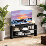 HOMCOM Corner TV Stand with 2 Open Shelves for 47 Inch TV - Black