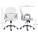 Vinsetto Office Chair Ergonomic 360 Swivel PU Diamante Padded Base 5 Castor Wheels for Home Work White
