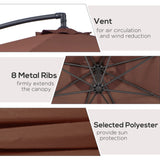 Outsunny 3m Hanging Umbrella Parasol-Coffee