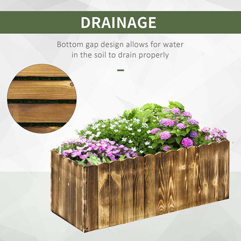 Outsunny 70L Raised Garden Bed, Wooden Rectangle Planter Box, Outdoor Herb Vegetable Flower Pot (80L x 33W x 30H cm)