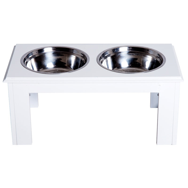 PawHut Raised Dog Feeding Bowls with Stand, Stainless Steel for Medium Dog, 58L x 31W x 25H cm - Grey