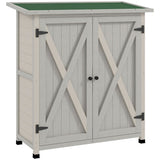 Outsunny 46.5 x 97cm Compact Wooden Storage Shed - Light Grey