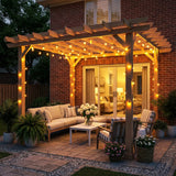 Outsunny Graden Pergola Kit, Wooden Pergola Gazebo Grape Trellis with Stable Structure, 3.6 x 3.6m, Dark Brown