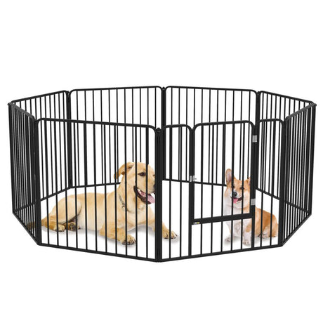 PawHut 80cm 8 Panels Heavy Duty Dog Pen, Pet Playpen for Indoors, Outdoors, Small, Medium Dogs