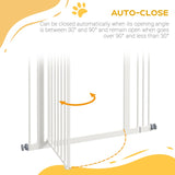 PawHut Metal Pet Safety Gate Dog Gate Folding Fence 74-87cm, White