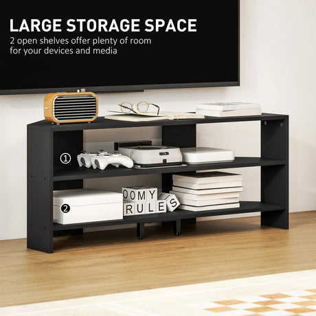 HOMCOM Corner TV Stand with 2 Open Shelves for 47 Inch TV - Black