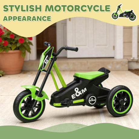 AIYAPLAY Kids Tricycle Baby Trike, Kids Trike with Pedal, 3 Wheel Toddler Balance Bike for Indoor Outdoor Use, Green