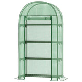 Outsunny 80 x 49 x 160cm Mini Greenhouse for Outdoor, Portable Gardening Plant Green House with Storage Shelf, Roll-Up Zippered Door, Metal Frame and PE Cover, Green