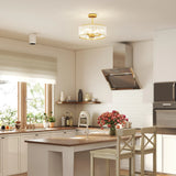 HOMCOM Crystal Ceiling Light Fixture, Semi Flush Mount Modern Crystal Chandelier Ceiling Light for Living Room, Bedroom, Hallway, Dining Room, E14 Base 3-Lights, Bulbs Not Included, Gold Tone